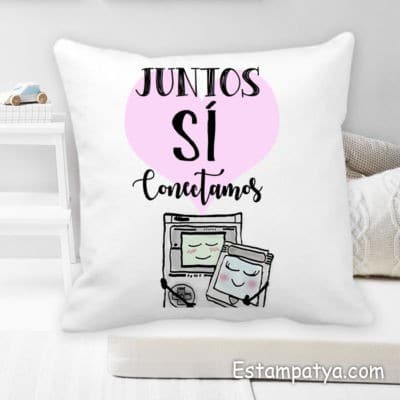 Cojin Juntos sí conectamos - Estampatya cojín personalizado para enamorados con diseños "juntos sí conectamos" divertido diseño de consola y cartucho de gameboy antiguo