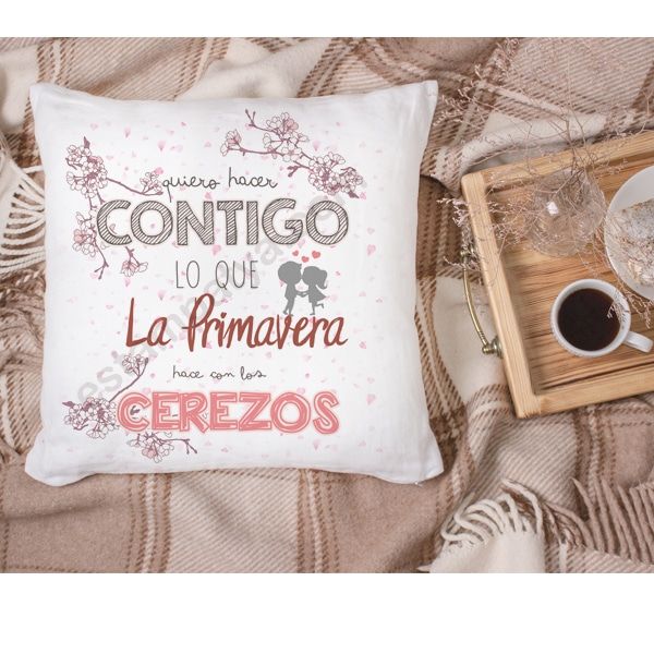 Cojin quiero hacer contigo lo que la primavera hace con los cerezos - Estampatya Cojin quiero hacer contigo lo que la primavera hace con los cerezos