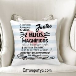 cojin con datos personalizado para parejas
