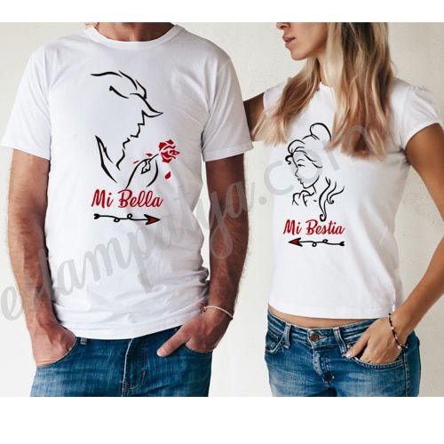 Camisetas San Valentín la bella y la bestia - Estampatya Camisetas San Valentín la bella y la bestia