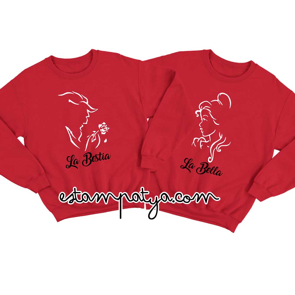 Sudaderas San Valentín la bella y la bestia - Estampatya Sudaderas San Valentín la bella y la bestia
