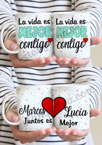 Pack tazas la vida es mejor contigo - Estampatya Pack tazas la vida es mejor contigo