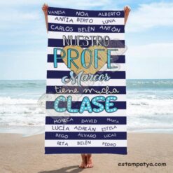 toalla profe con clase tonos azules