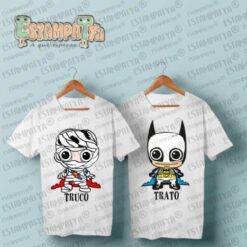 Camisetas hermanos Halloween blancas con diseños trato y truco de Estampatya