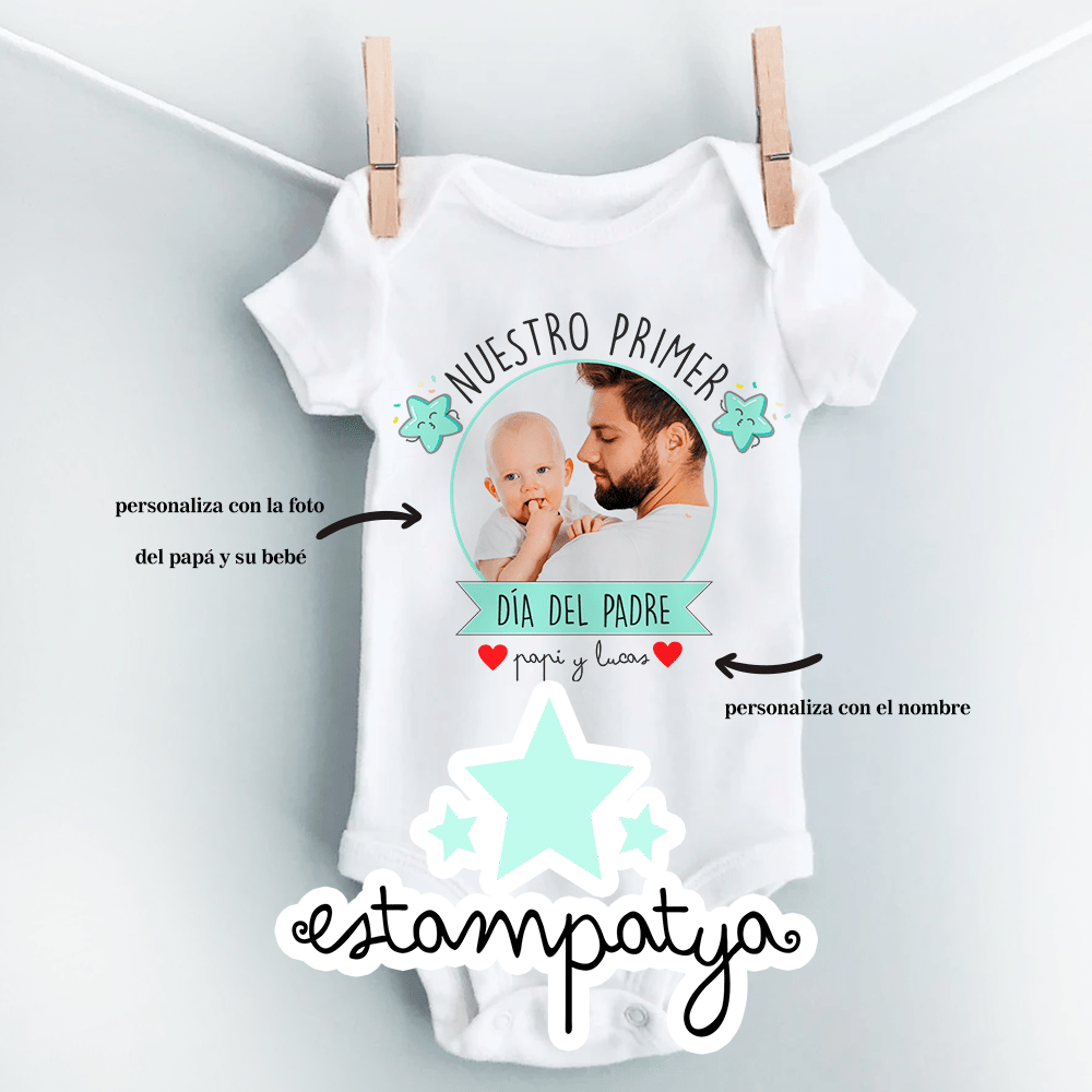 Bodi primer día del padre juntos foto - Estampatya body nuestro primer día del padre con foto