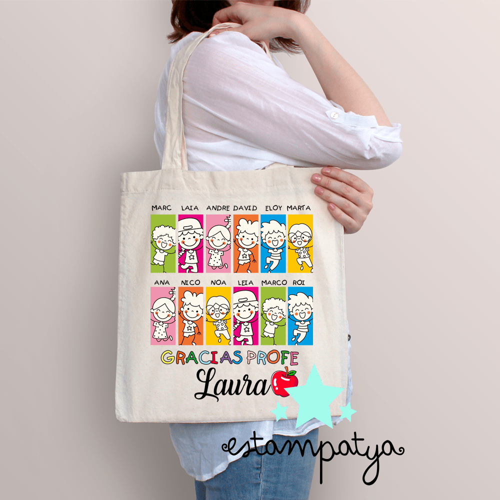 Bolsa gracias profe personalizada - Estampatya Bolsa gracias profe personalizada