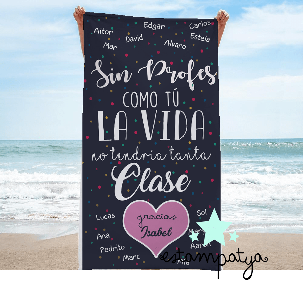 Toalla profe personalizada sin profes como tú - Estampatya Toalla profe personalizada sin profes como tú