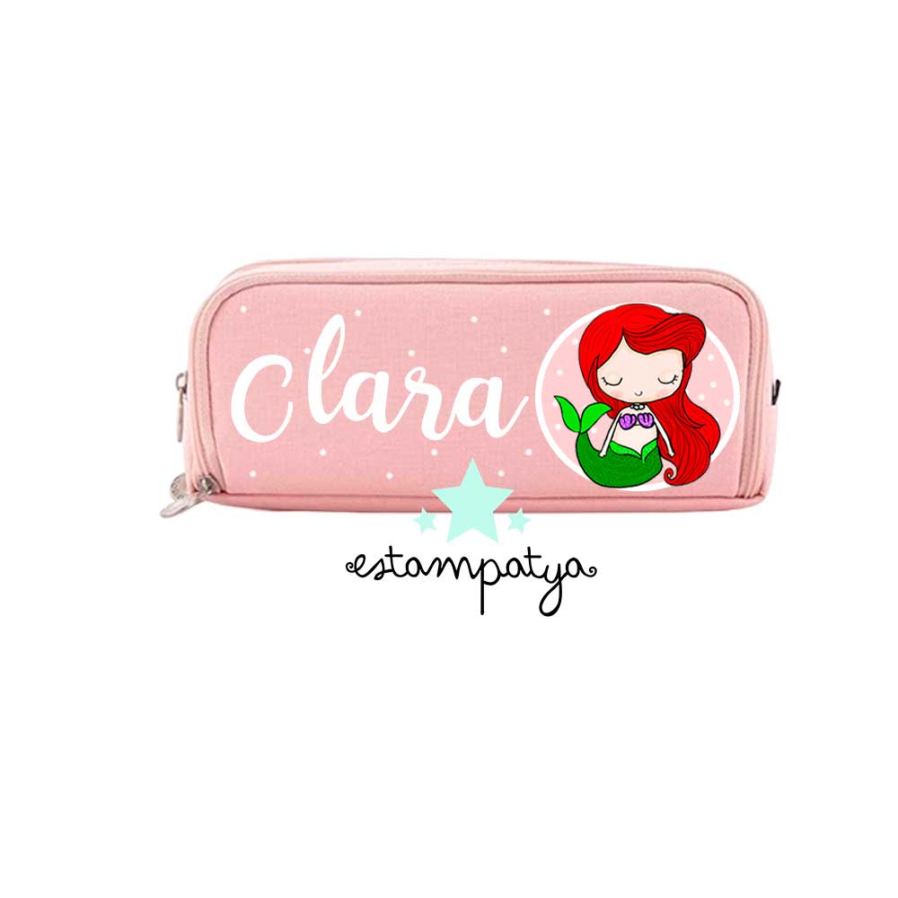 Estuche cole personalizado princesas - Estampatya estuche cole personalizado sirenita rosa