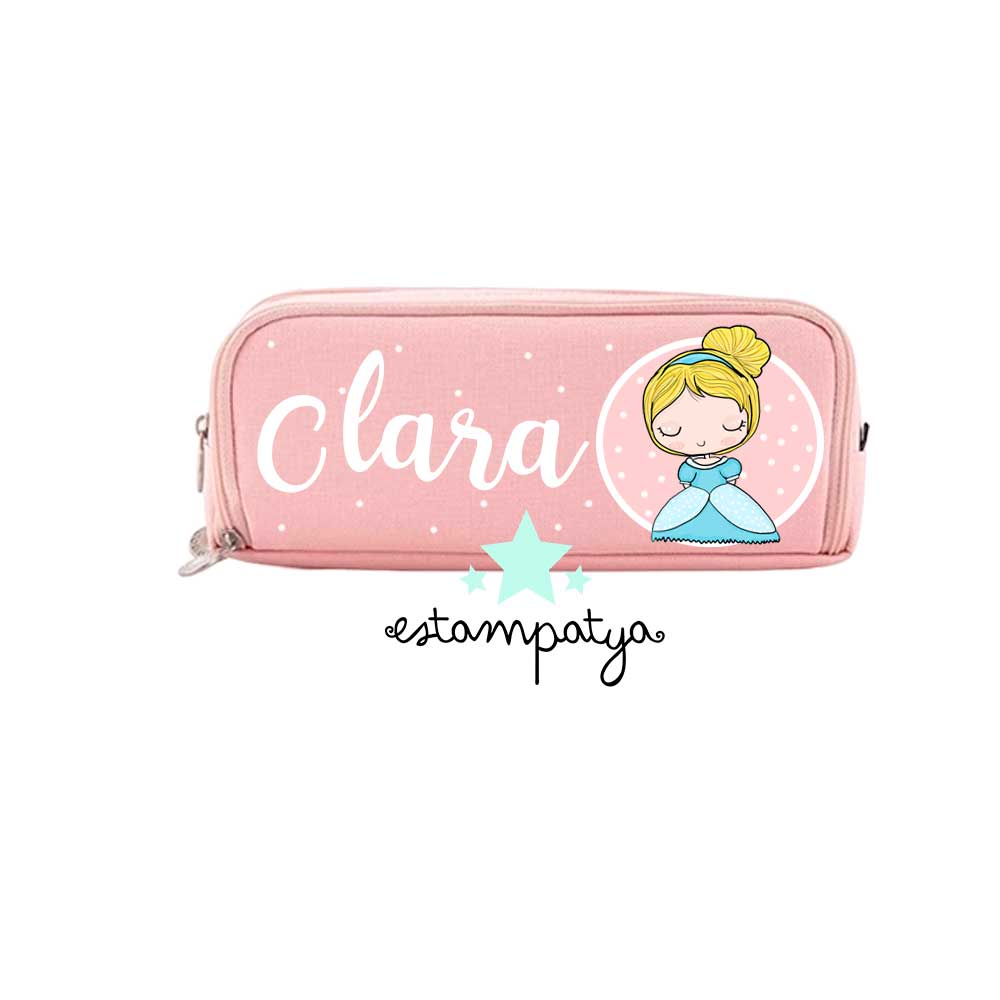 Estuche cole personalizado princesas - Estampatya estuche cole personalizado cenicienta rosa