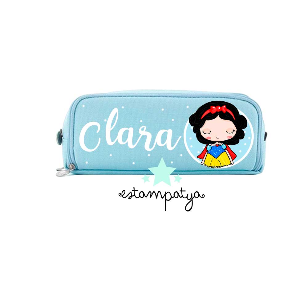 Estuche cole personalizado princesas - Estampatya estuche cole personalizado blancanieves celeste