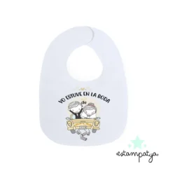 Babero personalizado para detalle de boda con frase: "Yo estuve en la boda"