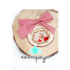 Rodaja de madera personalizada con foto para navidad
