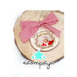 Rodaja de madera personalizada con foto para navidad