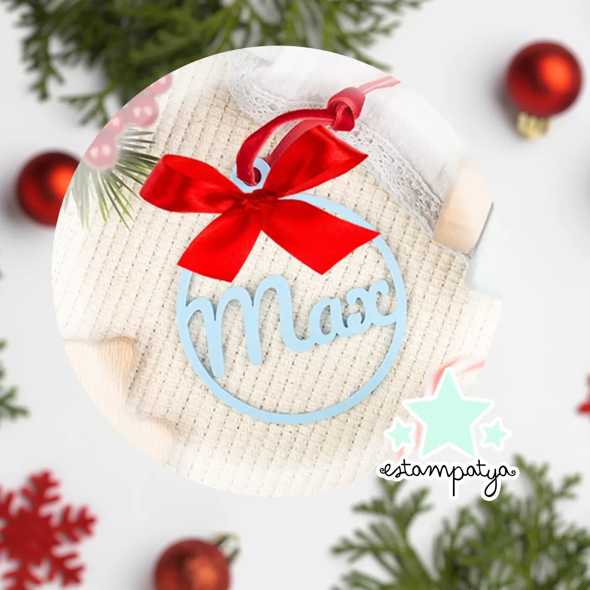Bola Navidad metacrilato con nombre - Estampatya Bola Navidad metacrilato con nombre