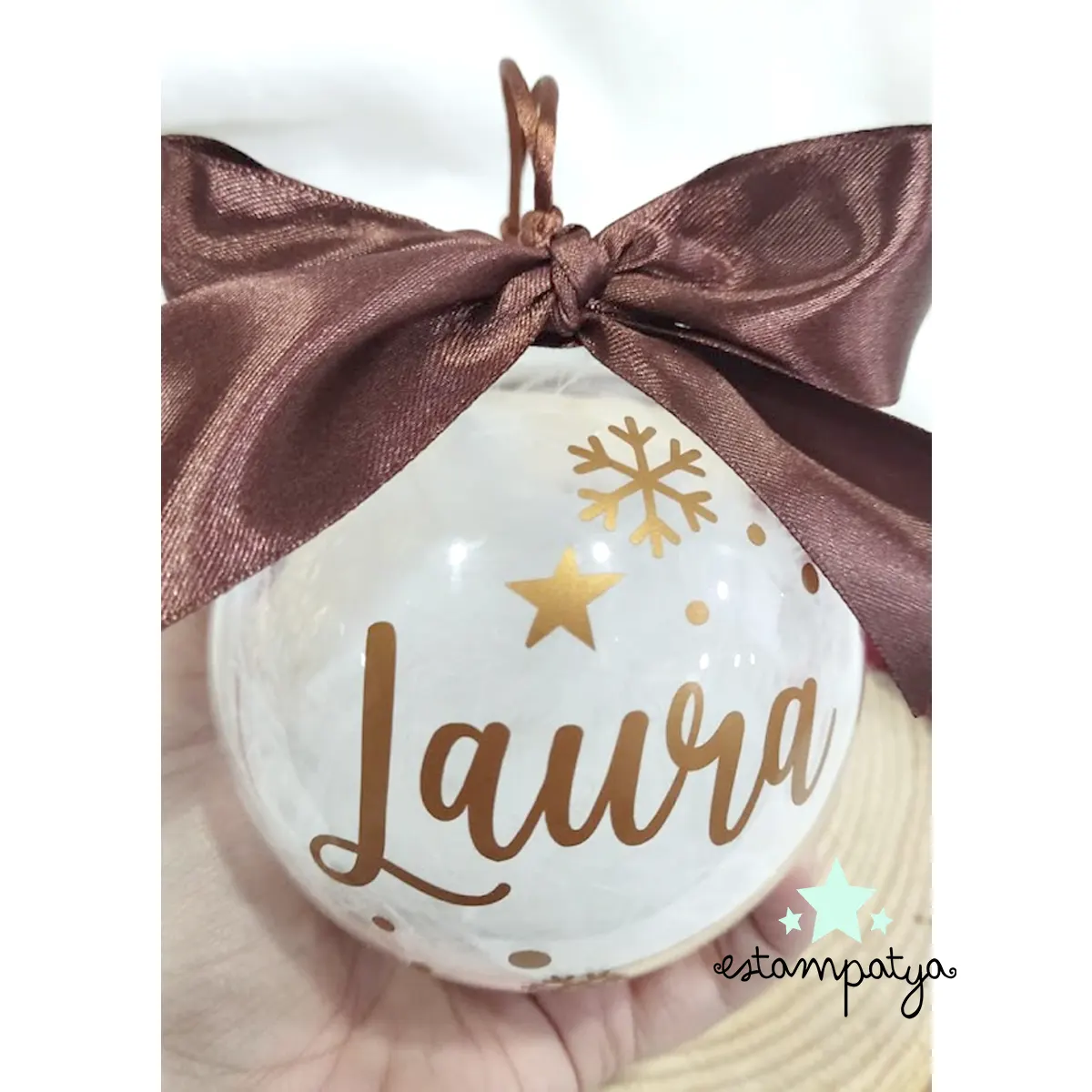 Bola Navidad plumas con nombre - Estampatya Bola Navidad plumas con nombre 2