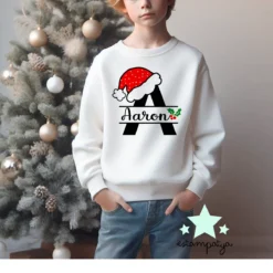 Sudadera inicial navideña personalizada - Estampatya Sudadera de navidad con nombre e inicial