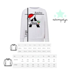Sudadera inicial navideña personalizada - Estampatya guía de tallas sudaderas de navidad con inicial