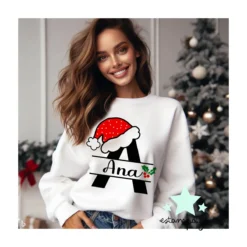 Sudadera inicial navideña personalizada - Estampatya sudadera de navidad con nombre e inicial