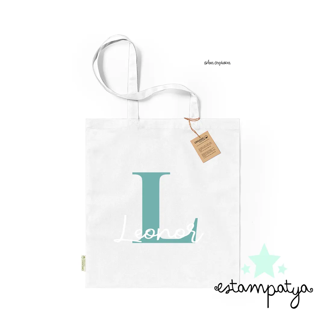 Bolsa con nombre e inicial para invitados - Estampatya Bolsa con nombre e inicial para eventos blanco