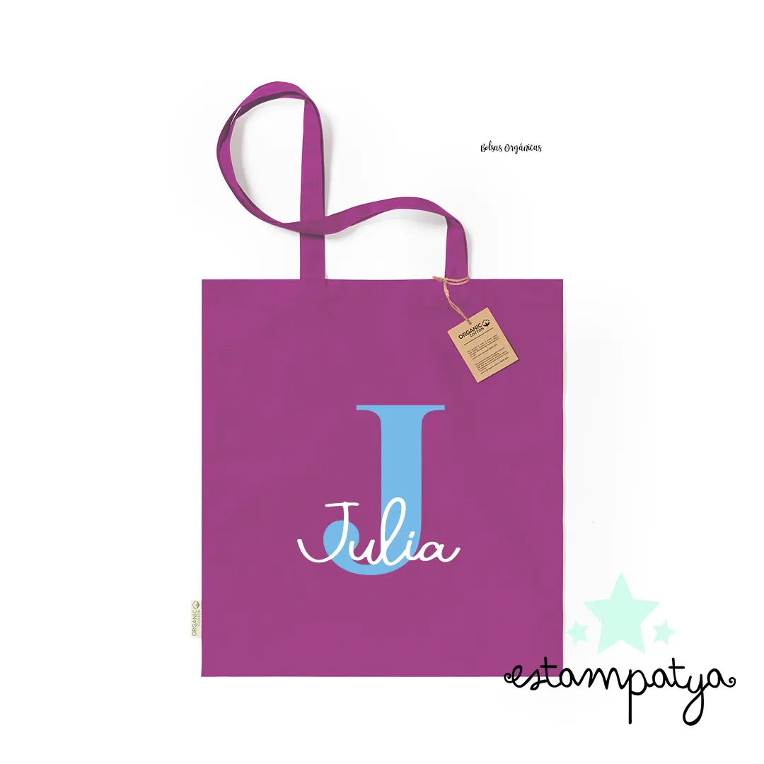 Bolsa con nombre e inicial para invitados - Estampatya Bolsa con nombre e inicial para eventos rosa
