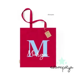 Bolsa con nombre e inicial para eventos roja