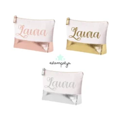 Neceser Top con nombre para invitados - Estampatya Neceser Top con nombre para invitados dorado, plata y rosa