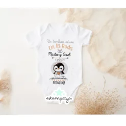 body algodón blanco boda embarazada diseño pingüino