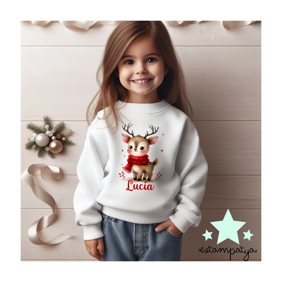 Sudadera personalizada reno lindo - Estampatya Sudadera personalizada reno lindo