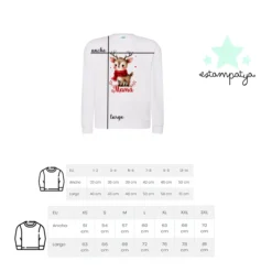 Sudadera personalizada reno lindo - Estampatya Sudadera personalizada reno lindo guia de tallas