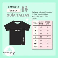 Guía de tallas camisetas unisex