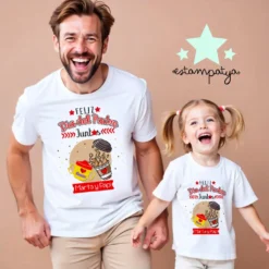 Camiseta feliz día del padre cacao. Pack camisetas padre e hijos 4