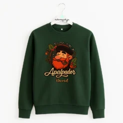 Sudadera verde con ilustración del Apalpador y la frase Eu son máis do Apalpador