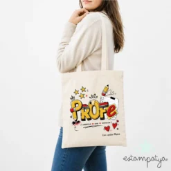 Bolsa de Tela Personalizada "Profe" con Diseño de Lápices y Nombre