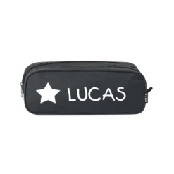 Estuche escolar personalizado negro con nombre